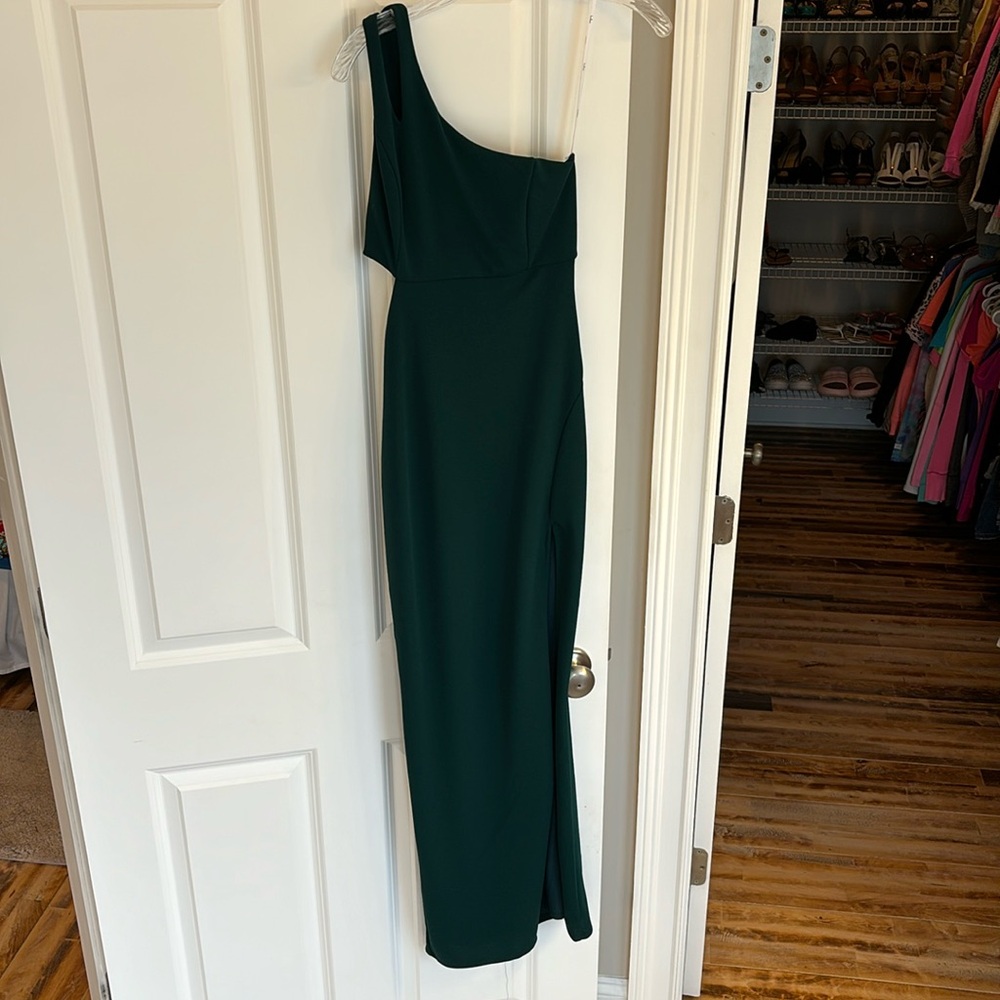 Lulus dark green one shoulder maxi dress size XS - Picture 7 of 10